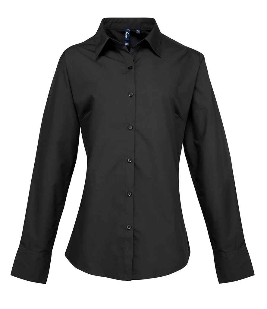 Premier - Ladies Supreme Long Sleeve Poplin Shirt - PR307 BLK 8