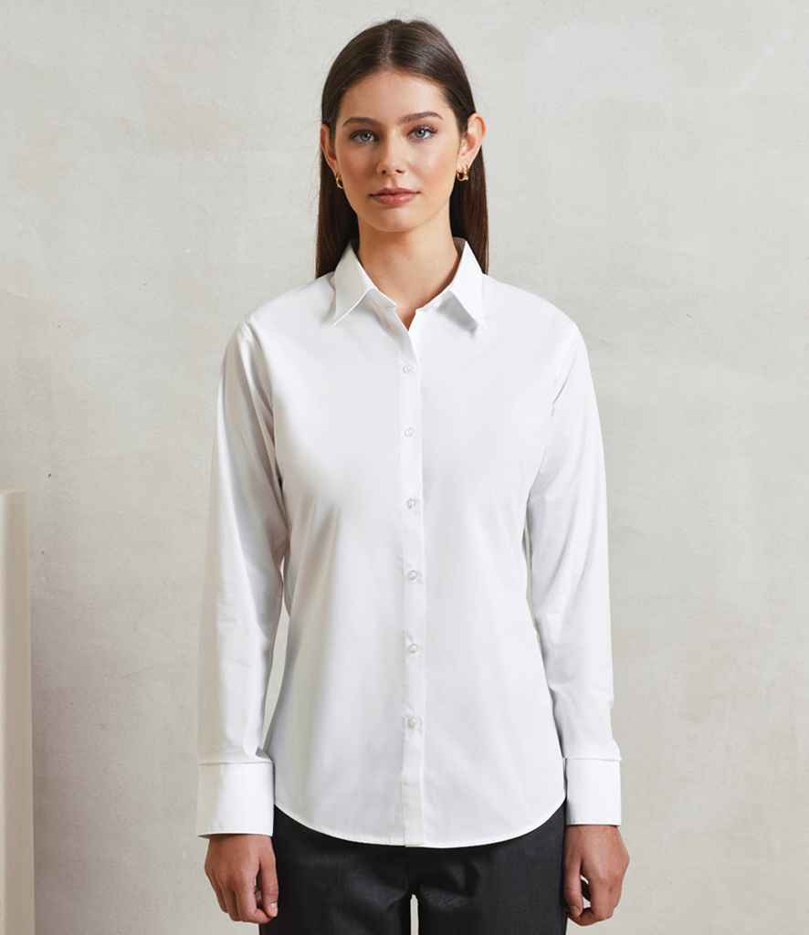 Premier - Ladies Supreme Long Sleeve Poplin Shirt - PR307 WHI 8