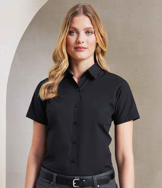 Premier - Ladies Supreme Short Sleeve Poplin Shirt - PR309 BLK 8