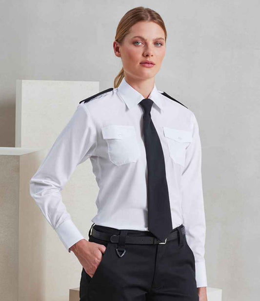Premier - Ladies Long Sleeve Pilot Shirt - PR310 WHI 8