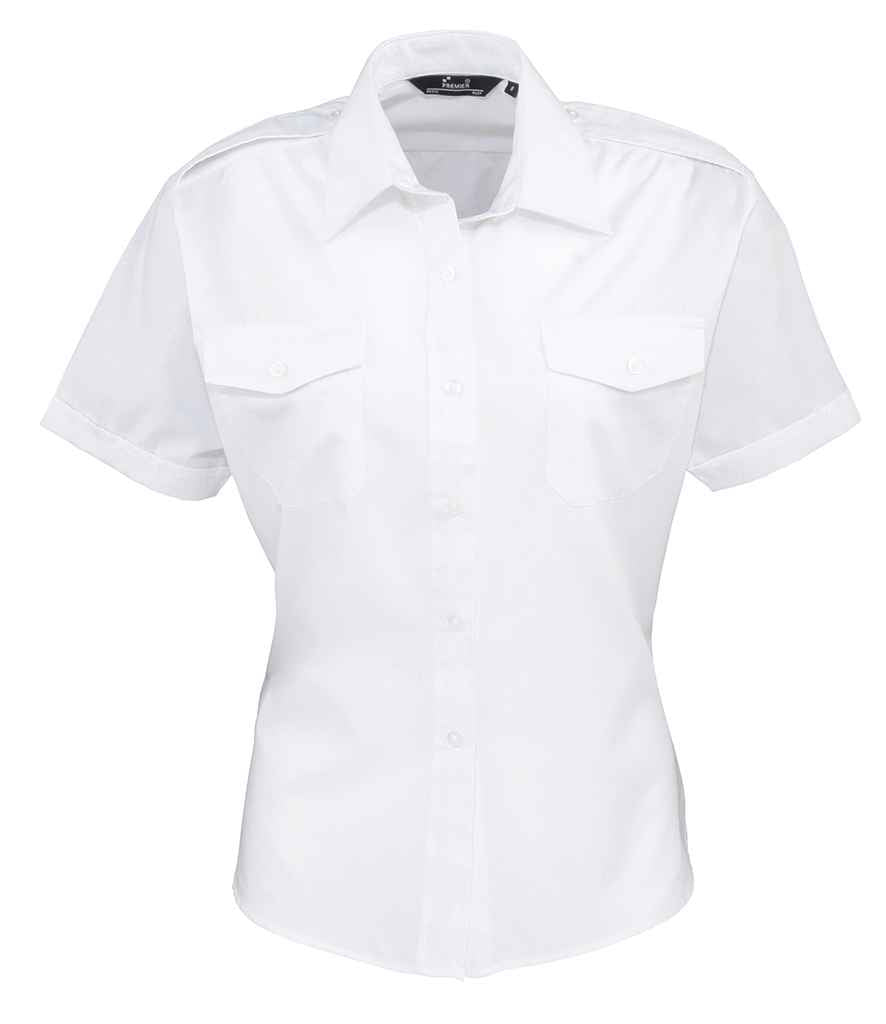 Premier - Ladies Short Sleeve Pilot Shirt - PR312 WHI 8