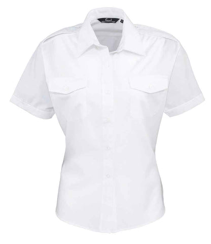 Premier - Ladies Short Sleeve Pilot Shirt - PR312 WHI 8