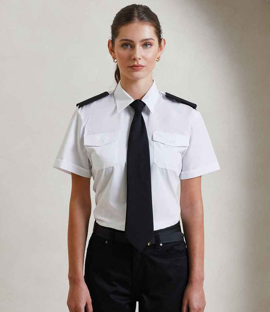 Premier - Ladies Short Sleeve Pilot Shirt - PR312 WHI 8