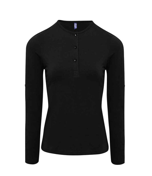 Premier - Ladies Long John Roll Sleeve T-Shirt - PR318 BLK XS