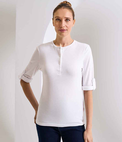 Premier - Ladies Long John Roll Sleeve T-Shirt - PR318 WHI XS