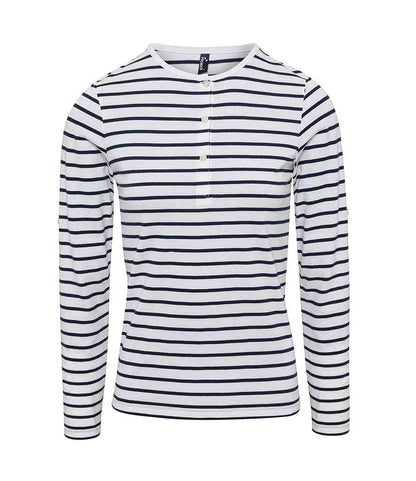 Premier - Ladies Long John Roll Sleeve T-Shirt - PR318 WH/NV XS