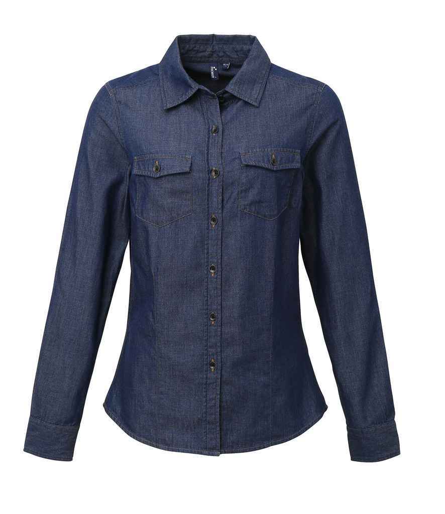 Premier - Ladies Jeans Stitch Denim Shirt - PR322 IDM XS