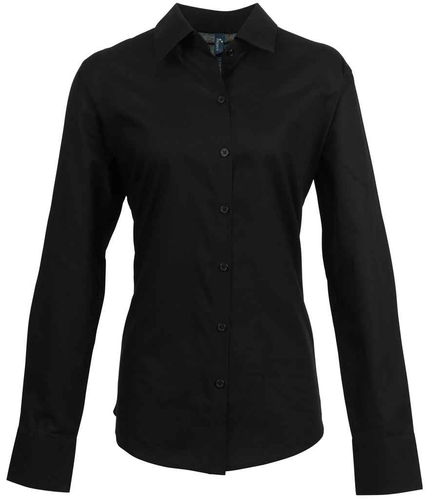 Premier - Ladies Signature Long Sleeve Oxford Shirt - PR334 BLK 8