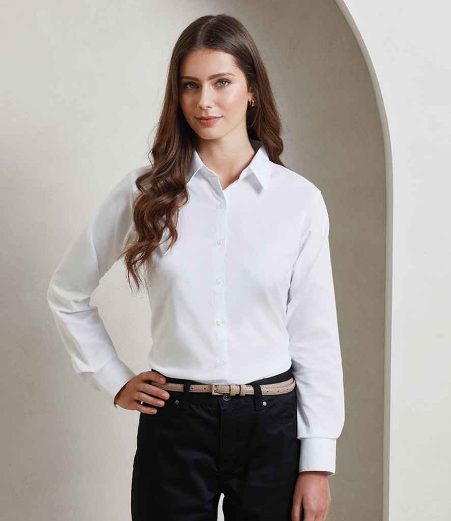 Premier - Ladies Signature Long Sleeve Oxford Shirt - PR334 WHI 8
