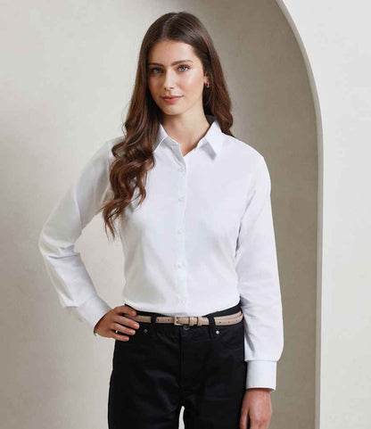 Premier - Ladies Signature Long Sleeve Oxford Shirt - PR334 WHI 8