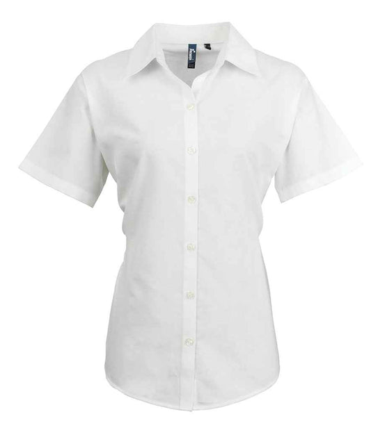 Premier - Ladies Signature Short Sleeve Oxford Shirt - PR336 WHI 8