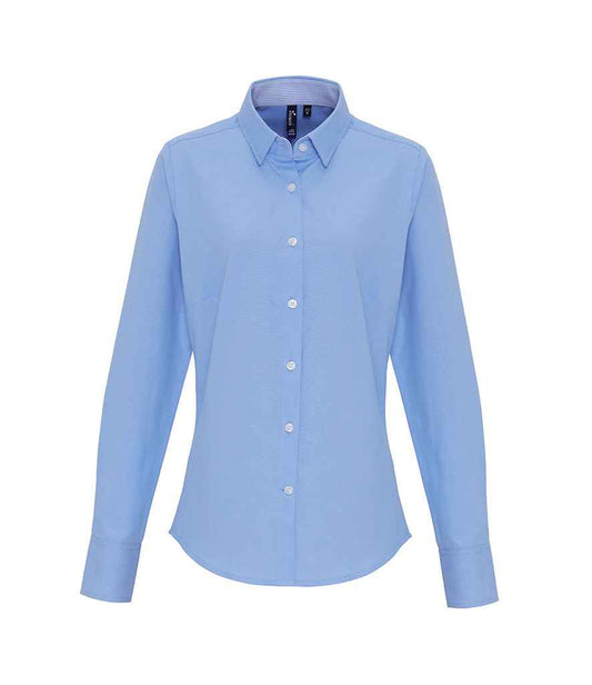 Premier - Ladies Long Sleeve Striped Oxford Shirt - PR338 OXB XS