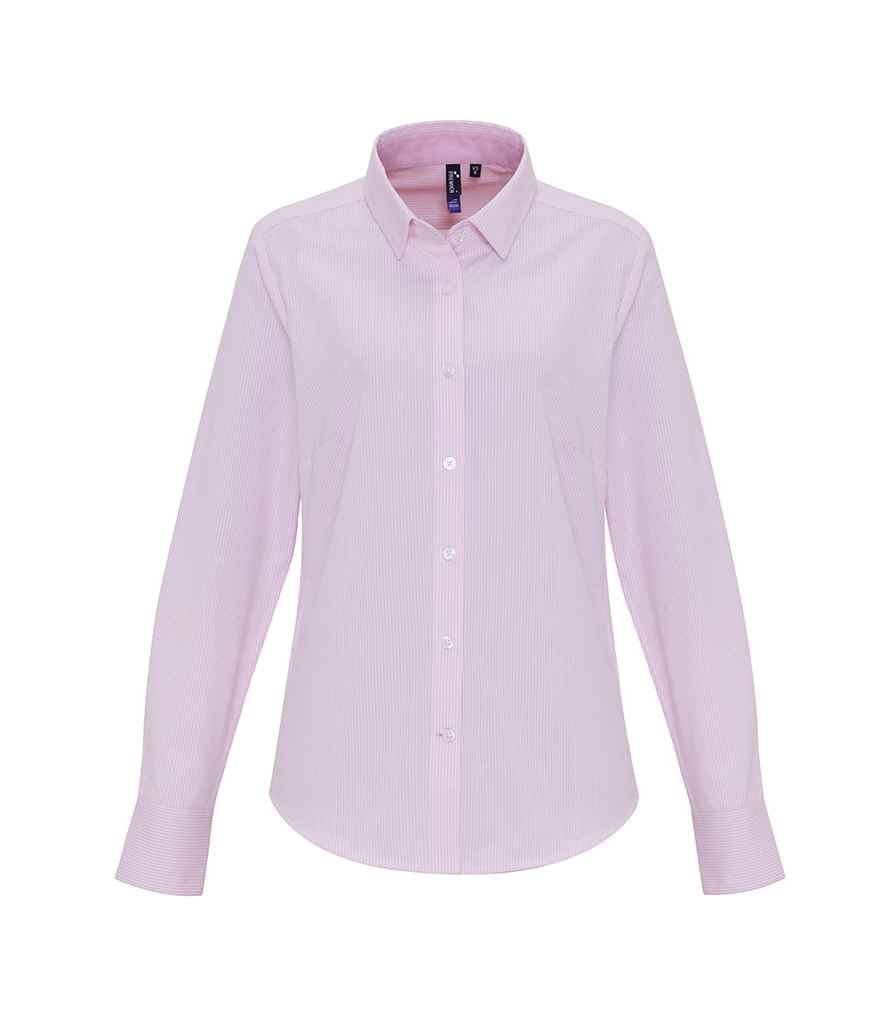 Premier - Ladies Long Sleeve Striped Oxford Shirt - PR338 OXB XS