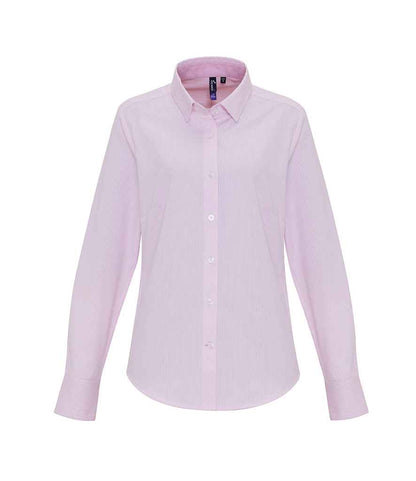 Premier - Ladies Long Sleeve Striped Oxford Shirt - PR338 OXB XS