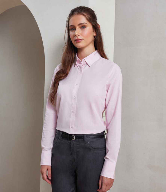 Premier - Ladies Long Sleeve Striped Oxford Shirt - Pierre Francis