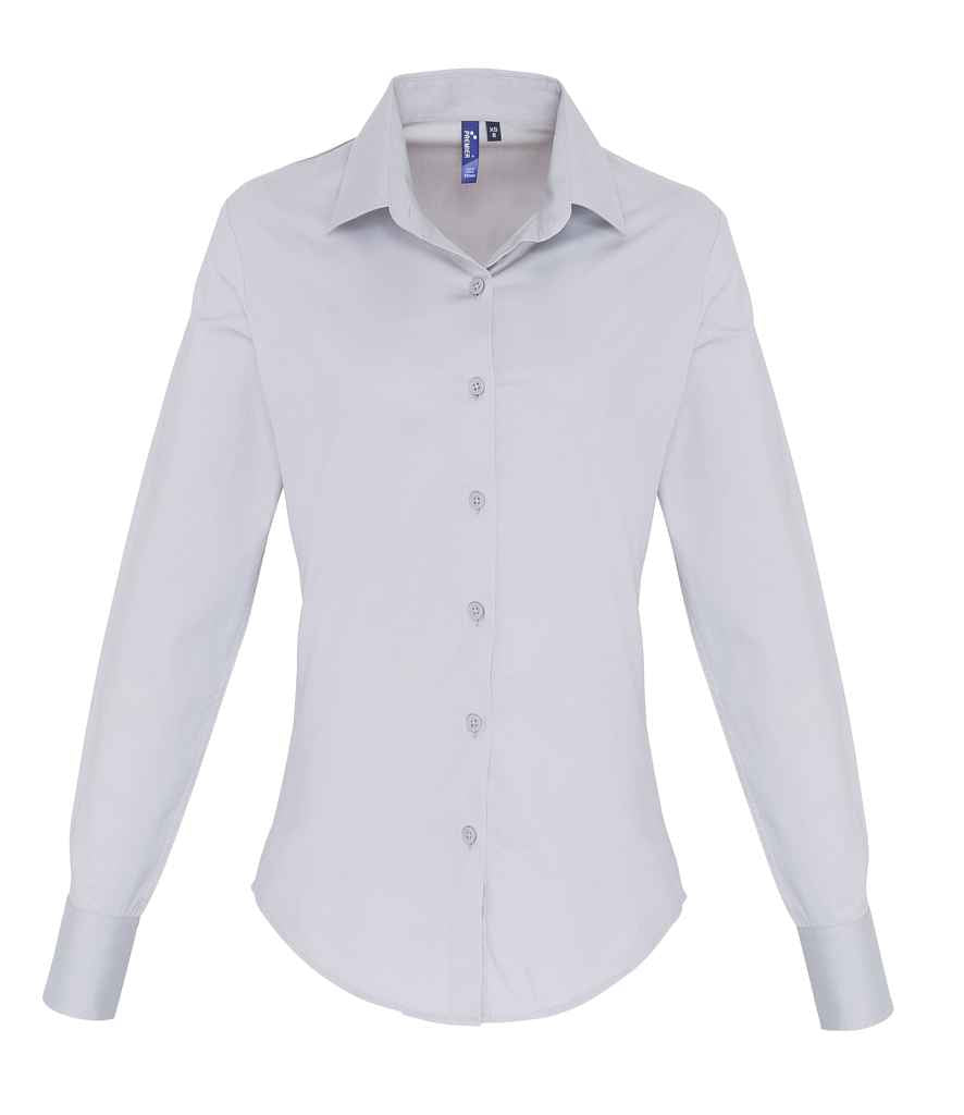 Premier - Ladies Long Sleeve Stretch Fit Poplin Shirt - PR344 BLK XS