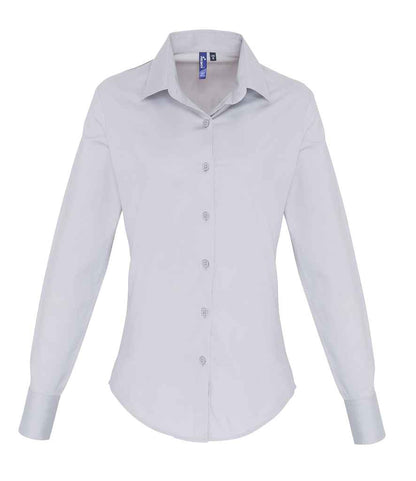 Premier - Ladies Long Sleeve Stretch Fit Poplin Shirt - PR344 BLK XS