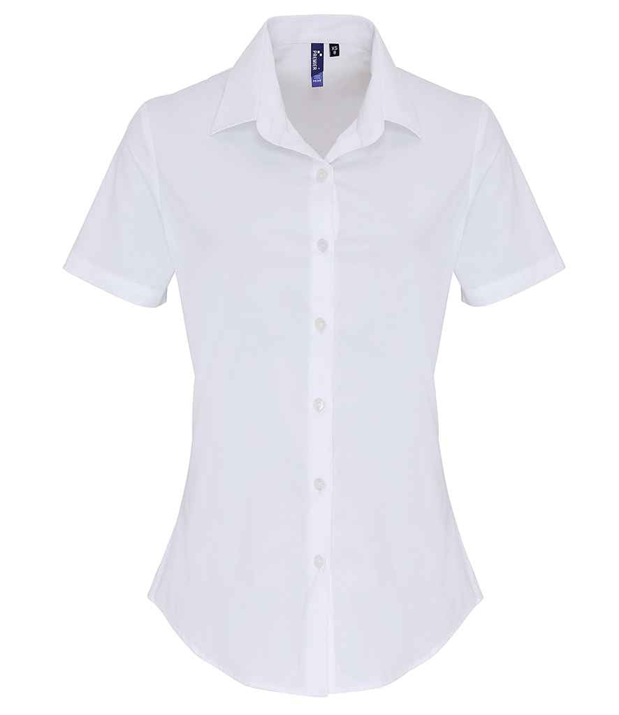 Premier - Ladies Short Sleeve Stretch Fit Poplin Shirt - PR346 BLK XS