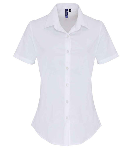 Premier - Ladies Short Sleeve Stretch Fit Poplin Shirt - PR346 BLK XS