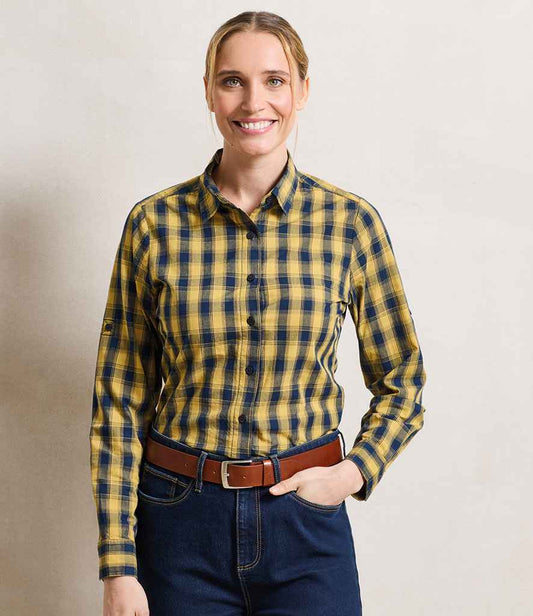 Premier - Ladies Mulligan Check Long Sleeve Shirt - PR350 CA/NV XS