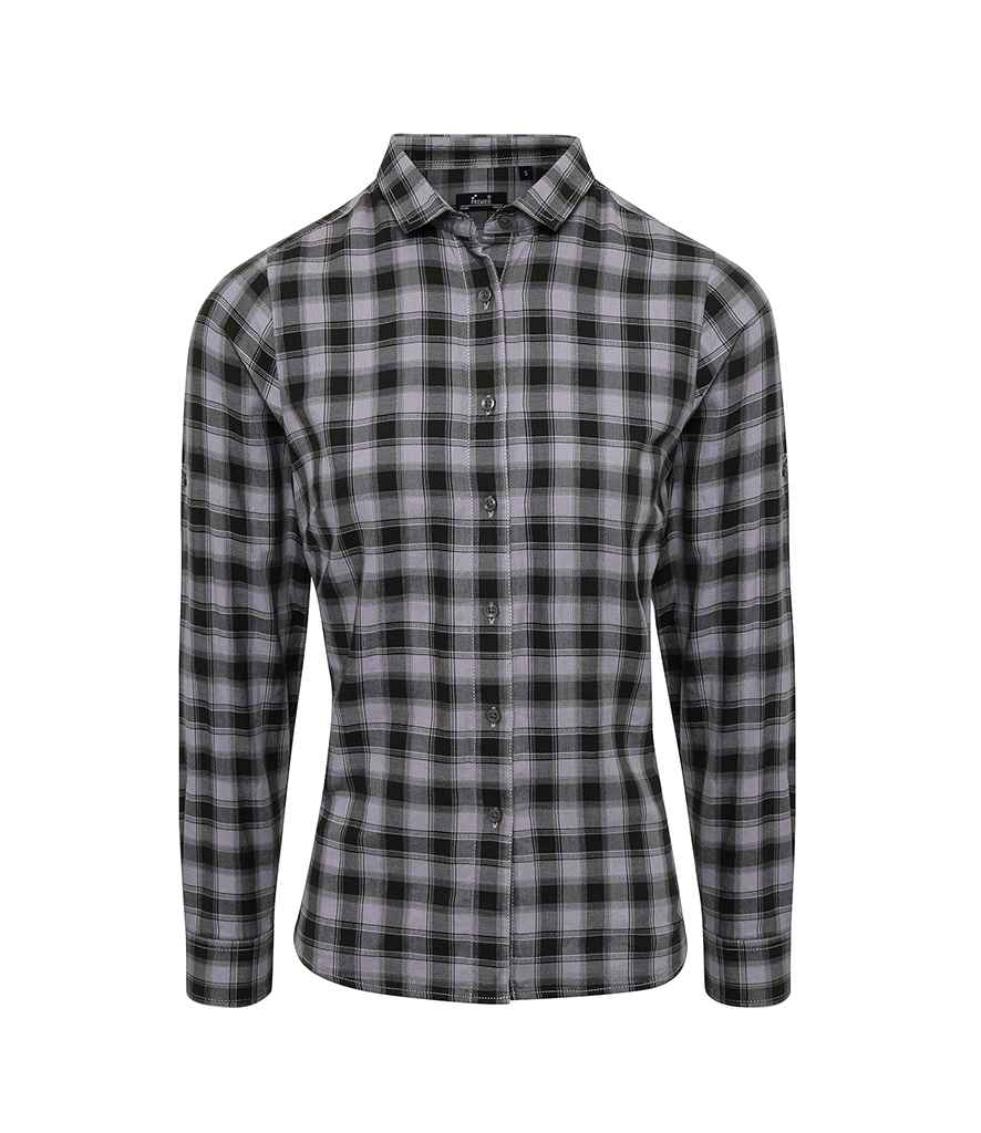 Premier - Ladies Mulligan Check Long Sleeve Shirt - PR350 STE/B XS