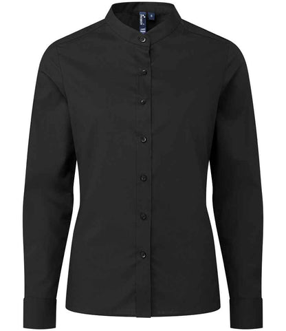 Premier - Ladies Banded Collar Grandad Shirt - PR358 BLK XS