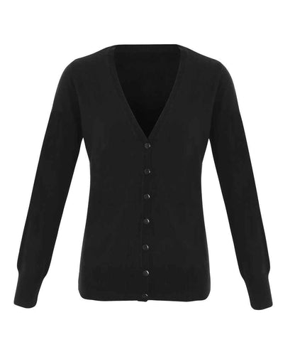 Premier - Ladies Essential Acrylic V Neck Cardigan - PR402 BLK 8