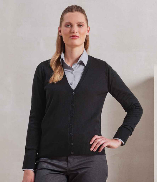 Premier - Ladies Essential Acrylic V Neck Cardigan - PR402 BLK 8