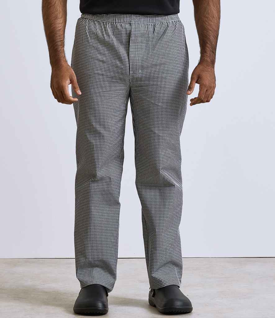 Premier - Pull On Chef's Check Trousers - PR552 BK/WH XS