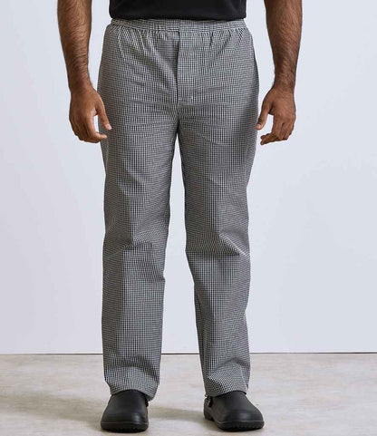 Premier - Pull On Chef's Check Trousers - PR552 BK/WH XS