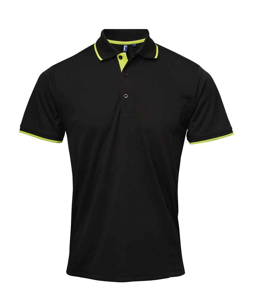 Premier - Contrast Coolchecker® Piqué Polo Shirt - PR618 BK/LM S