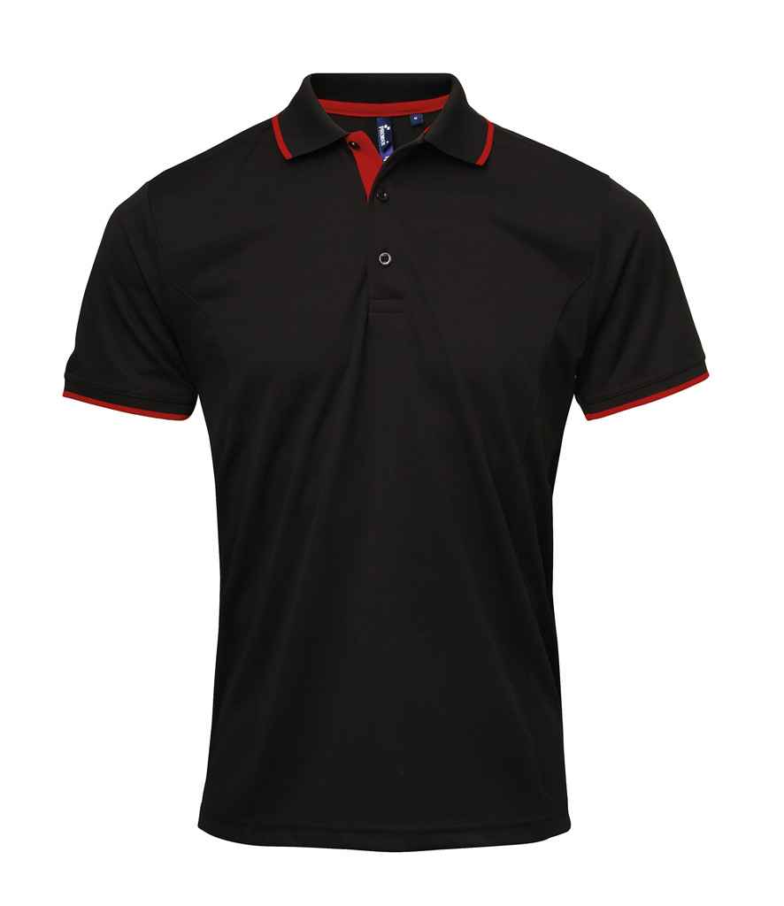 Premier - Contrast Coolchecker® Piqué Polo Shirt - PR618 BK/SU S