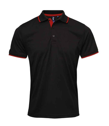 Premier - Contrast Coolchecker® Piqué Polo Shirt - PR618 BK/SU S