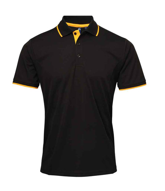 Premier - Contrast Coolchecker® Piqué Polo Shirt - PR618 BK/SU S