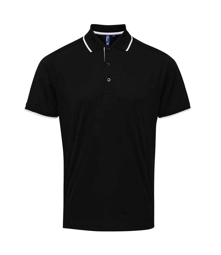 Premier - Contrast Coolchecker® Piqué Polo Shirt - PR618 BK/WH S