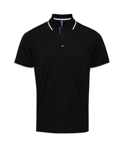 Premier - Contrast Coolchecker® Piqué Polo Shirt - PR618 BK/WH S