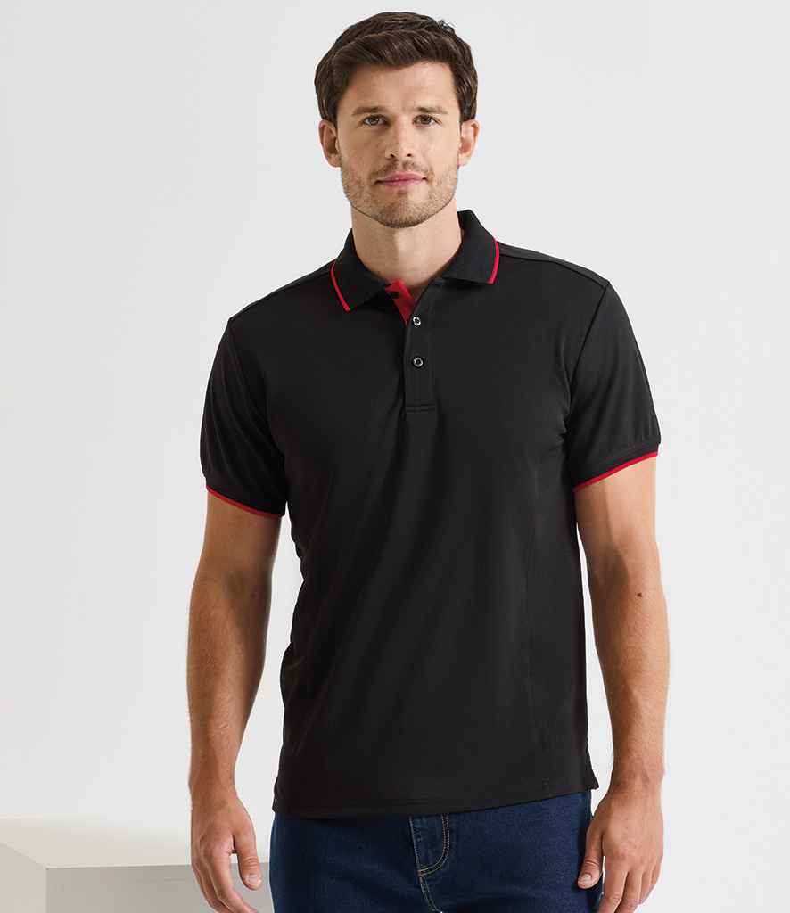 Premier - Contrast Coolchecker® Piqué Polo Shirt - PR618 BK/RD S