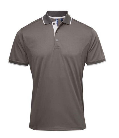 Premier - Contrast Coolchecker® Piqué Polo Shirt - PR618 DG/SI S