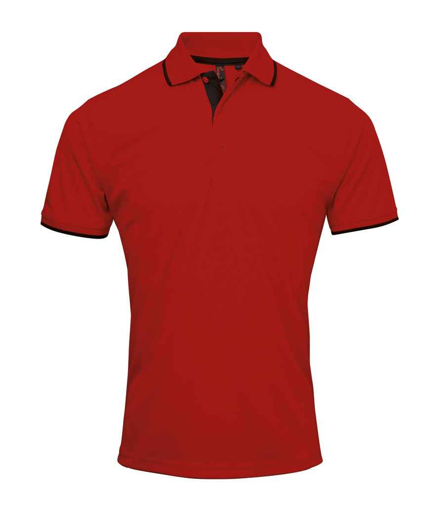 Premier - Contrast Coolchecker® Piqué Polo Shirt - PR618 RD/BK S