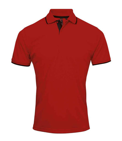 Premier - Contrast Coolchecker® Piqué Polo Shirt - PR618 RD/BK S