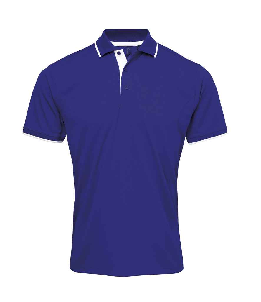 Premier - Contrast Coolchecker® Piqué Polo Shirt - PR618 RY/WH S