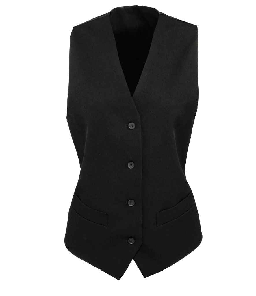 Premier - Ladies Lined Waistcoat - PR623 BLK XXS