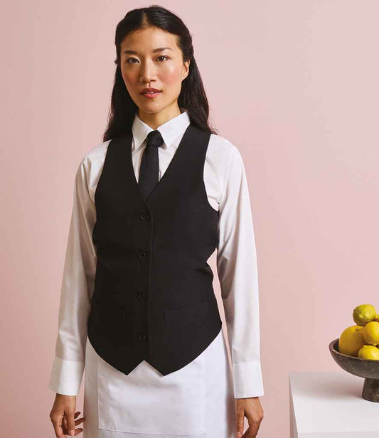 Premier - Ladies Lined Waistcoat - PR623 BLK XXS