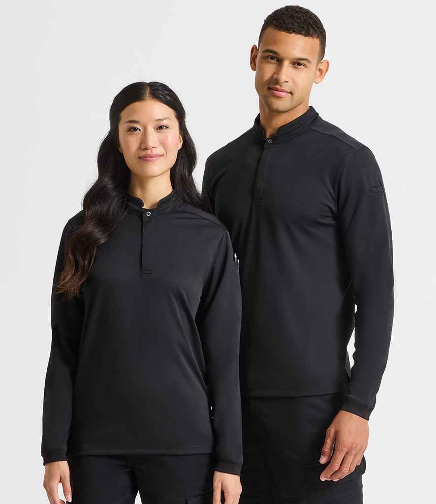 Premier - Essential Coolchecker® Long Sleeve Chef's Shirt - PR647 BLK XS