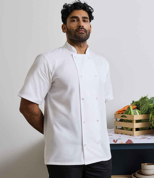 Premier - Short Sleeve Stud Front Chef's Jacket