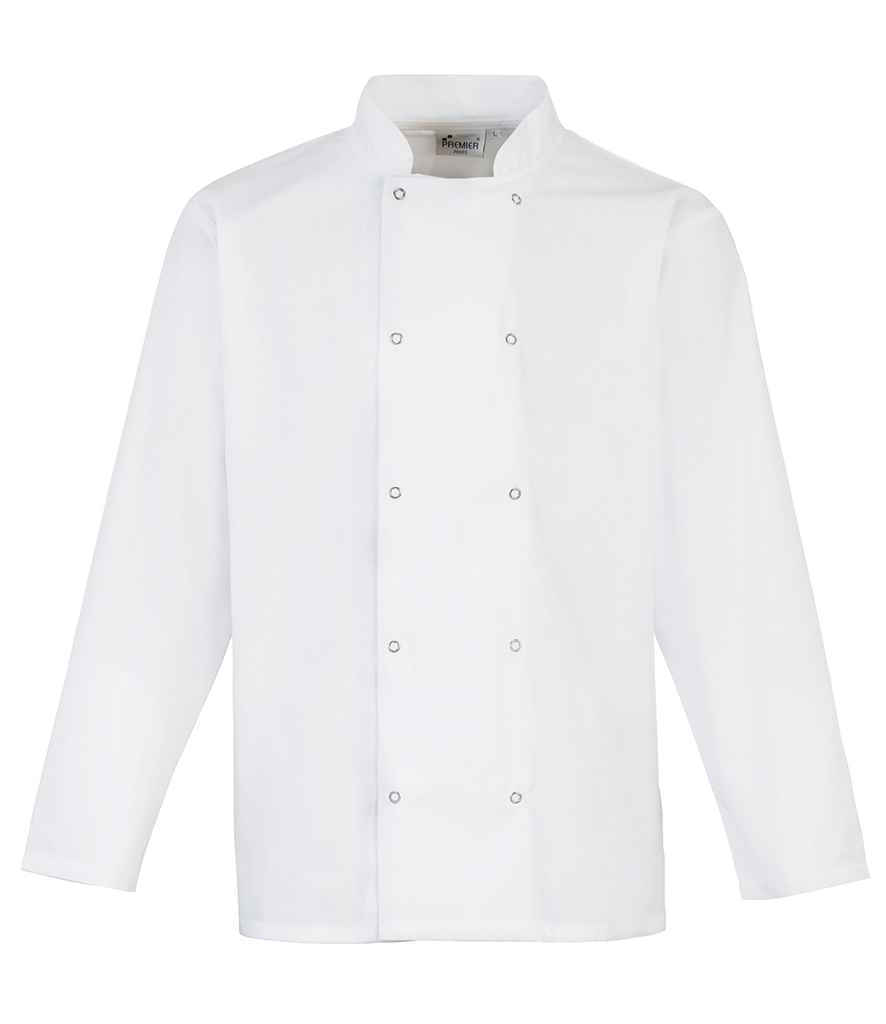 Premier - Long Sleeve Stud Front Chef's Jacket - PR665 WHI XS