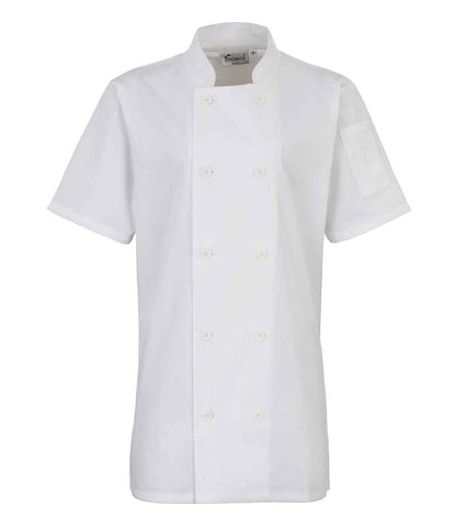 Premier - Ladies Short Sleeve Chef's Jacket - PR670 WHI XS