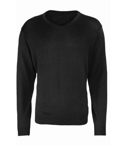 Premier - Knitted Cotton Acrylic V Neck Sweater - PR694 BLK XXS