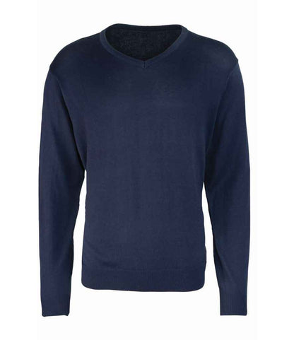 Premier - Knitted Cotton Acrylic V Neck Sweater - PR694 NAV XXS