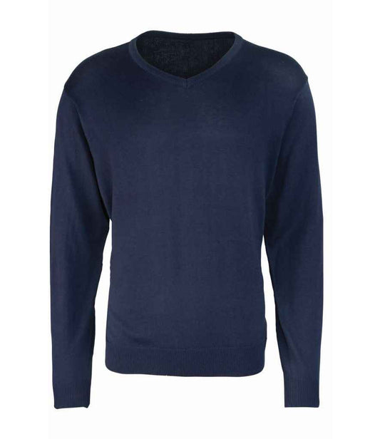 Premier - Knitted Cotton Acrylic V Neck Sweater - PR694 NAV XXS
